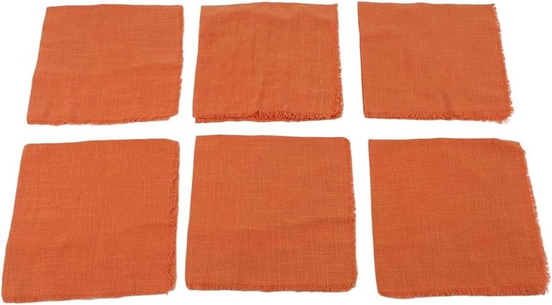 مجموعة مناديل العشاء القطنية البرتقالية من 6 قطع مع شراشف هامشية قابلة لإعادة الاستخدام لحفلات الزفاف والولائم - Image 1